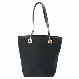 GUCCI GG black canvas leather handbag